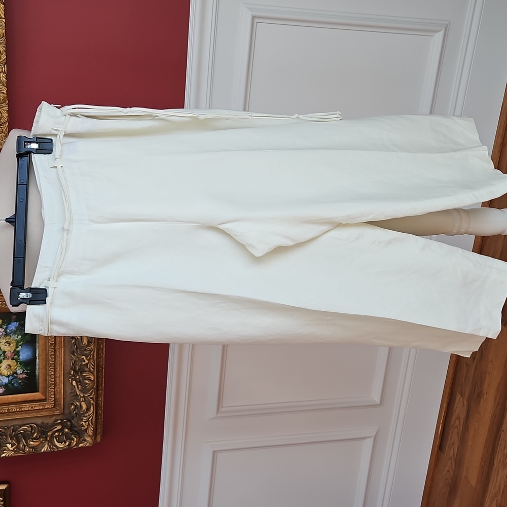 Cato Linen Blend Wide Leg Pant Cream Size 18W Luxury Casual Beach Vaca